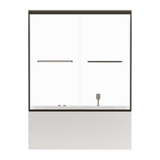56'-60' W x 58' H Double Sliding Bathtub Shower Door, Semi-Frameless Bypass Tub Door, 1/4' (6mm) Tempered Glass with Explosion-Proof Film, Adjustable Aluminum Alloy Frame, Matte Black 24D03-T60MBX