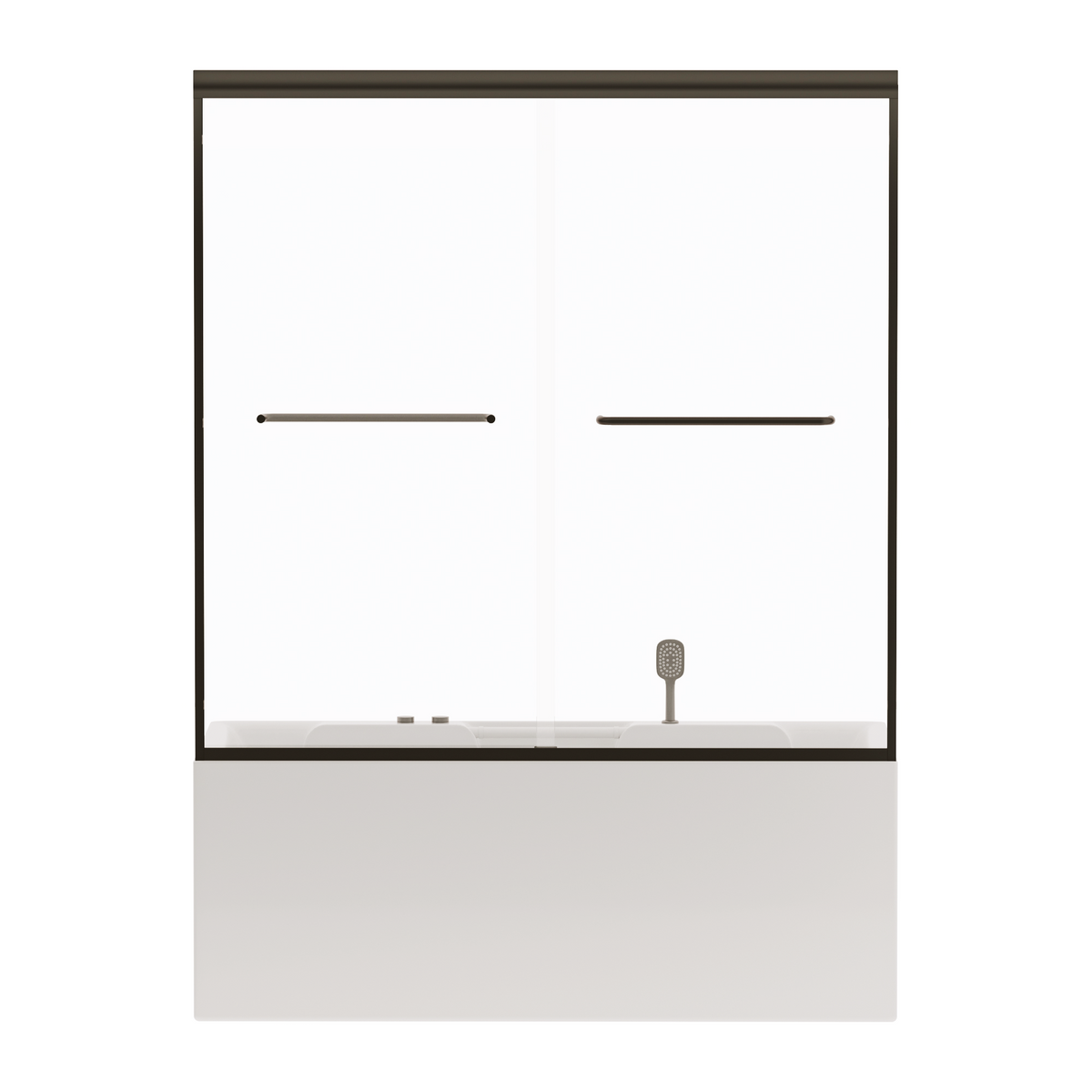 56'-60' W x 58' H Double Sliding Bathtub Shower Door, Semi-Frameless Bypass Tub Door, 1/4' (6mm) Tempered Glass with Explosion-Proof Film, Adjustable Aluminum Alloy Frame, Matte Black 24D03-T60MBX