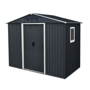 Outdoor Metal Storage Shed with Window and Metal Foundation in Black and White, 8ft x 4ft