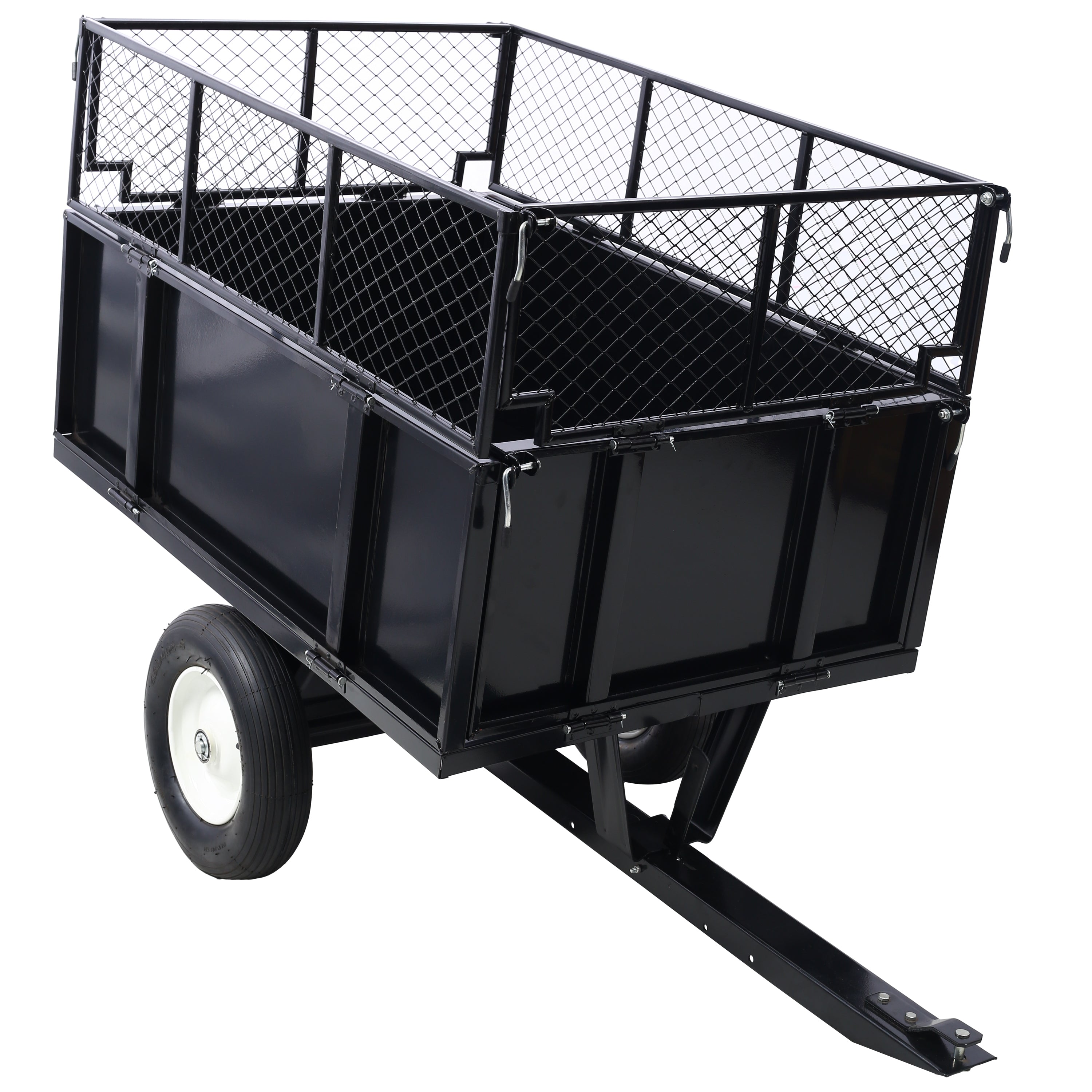 ATV Trailer Steel Dump Cart, 750lbs 22 Cubic Feet Utility Trailer Lawn Garden Trailer with Heavy Duty Tow Behind Carts and Removable Sides for Tractors, ATV, UTV, Lawn Mowers