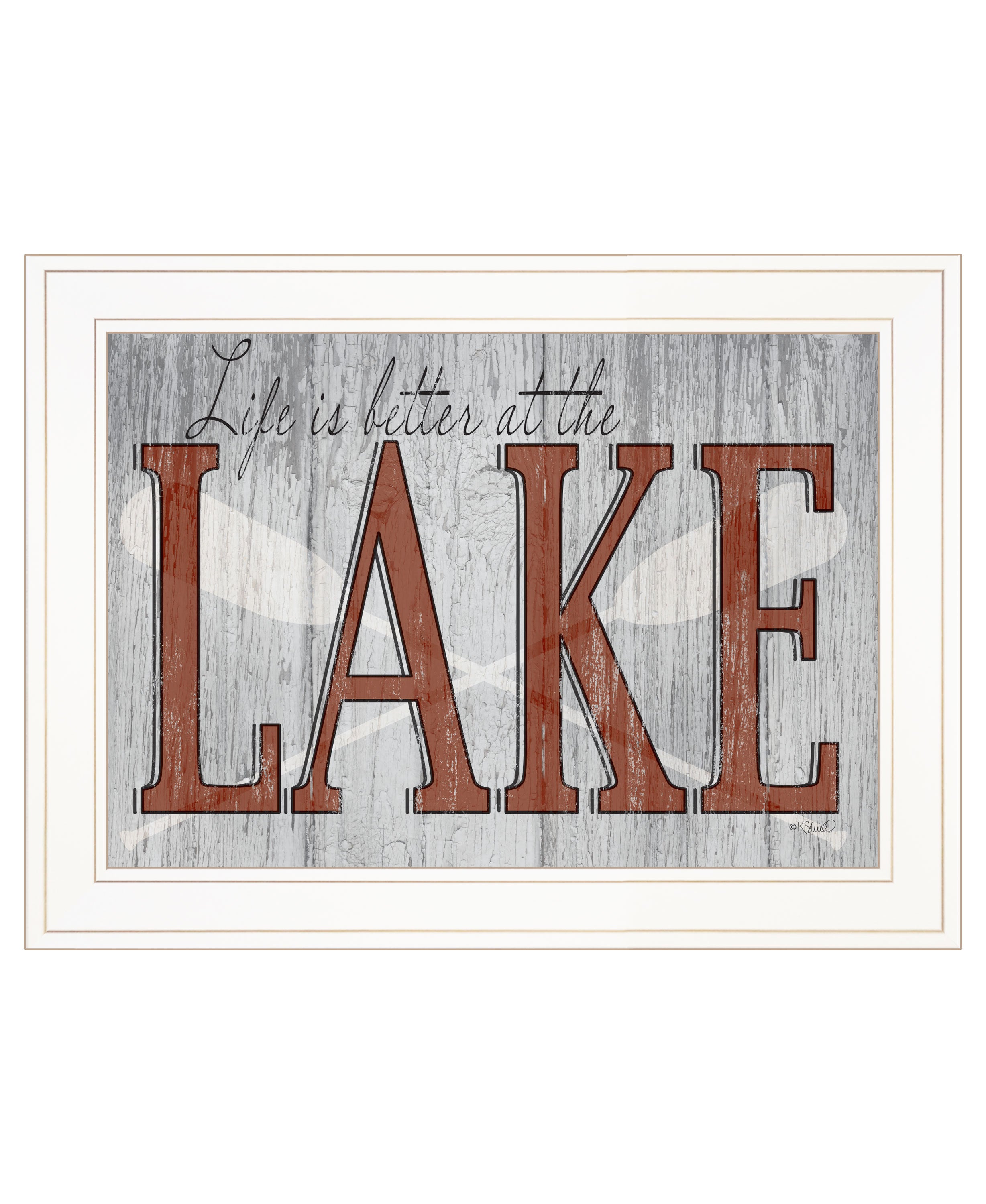 'Life is Better at the Lake' by Kate Sherrill, Ready to Hang Framed Print, White Frame