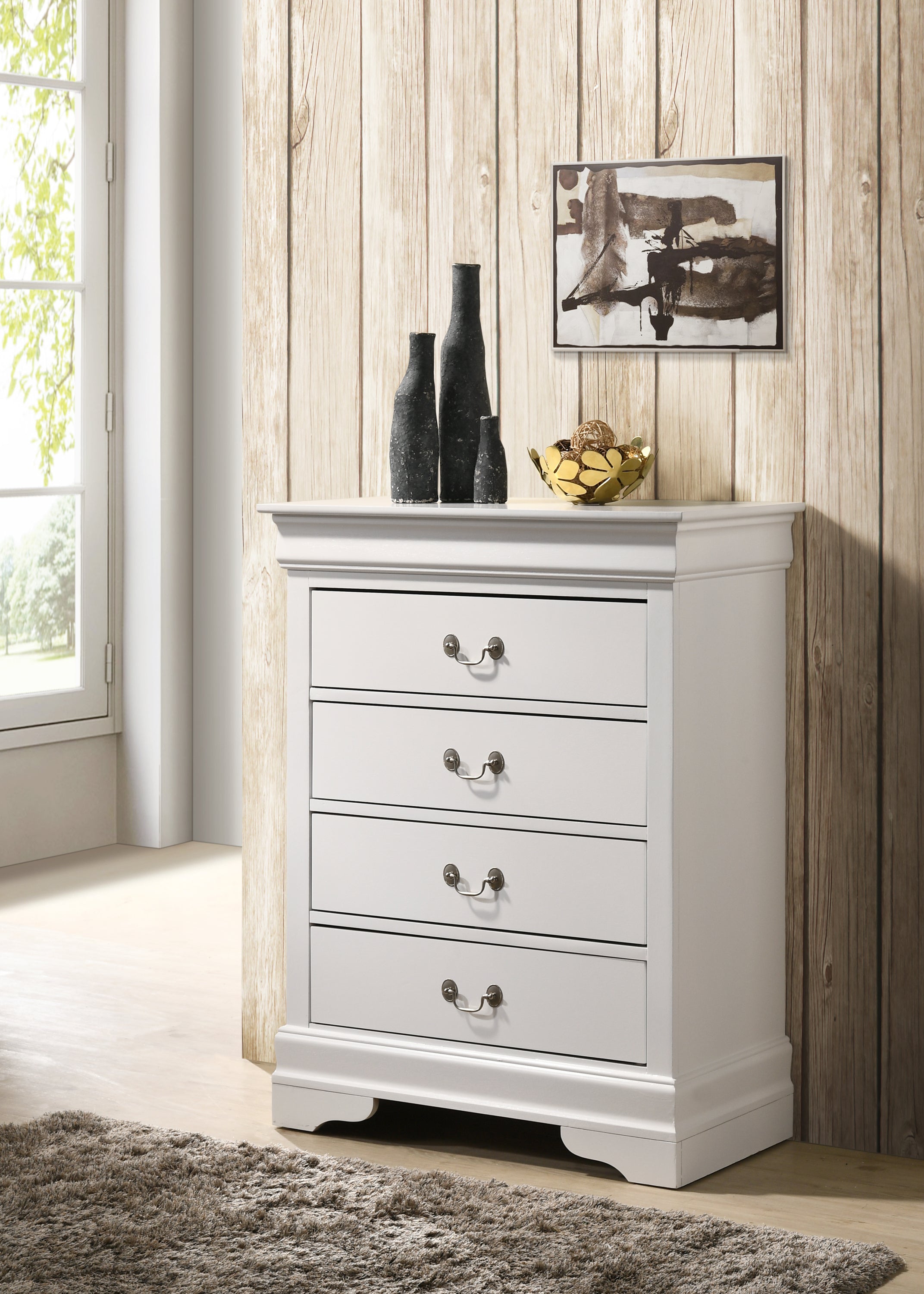 Louis Phillipe G3190-BC 4 Drawer Chest , White