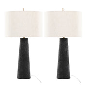 Kona 31' Contemporary Polyresin Table Lamp in Matte Black Polyresin, Modern Brass and Natural Linen Shade from Grandview Gallery by LumiSource - Set of 2