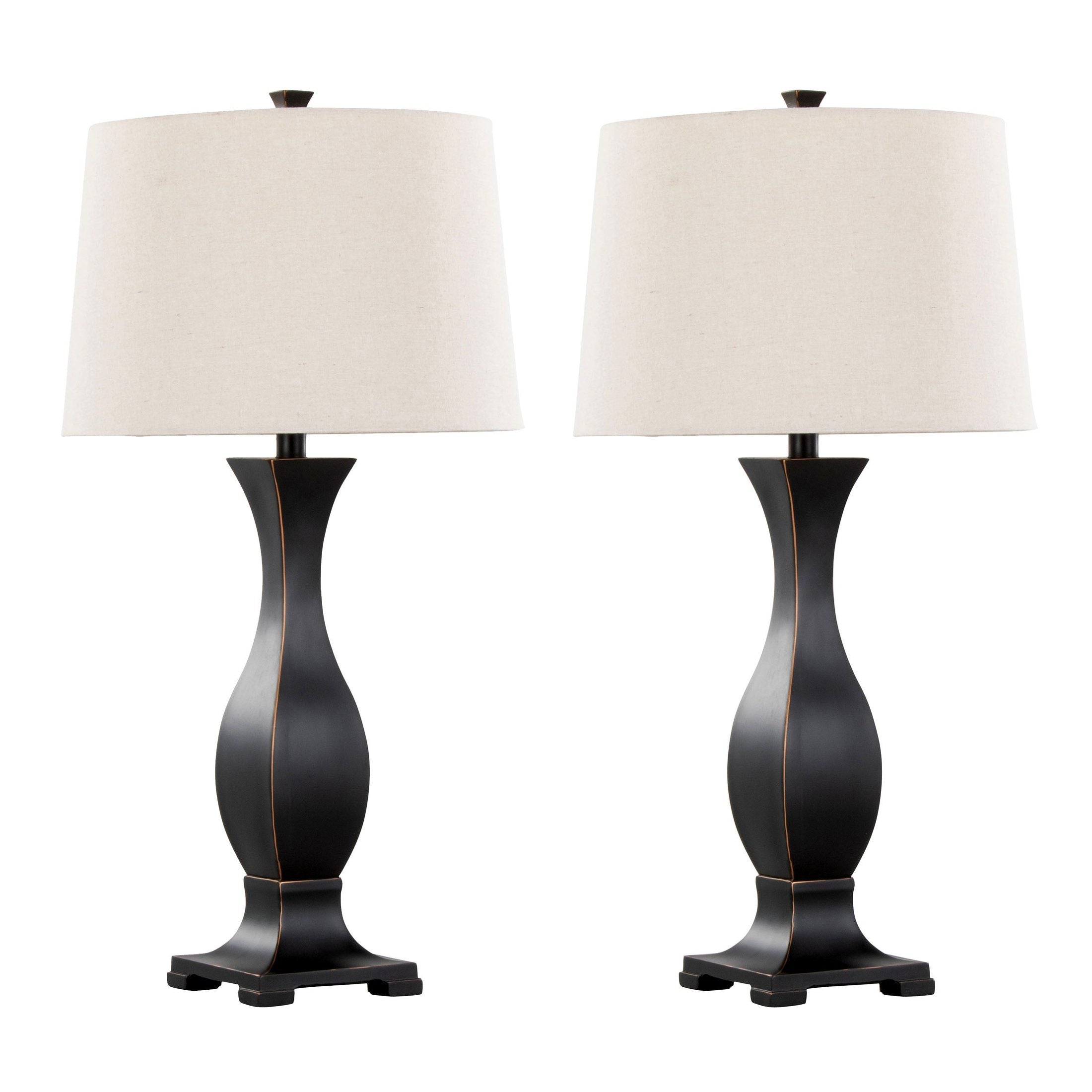 Riley 29' Contemporary Polyresin Table Lamp in Oil Rubbed Bronze Polyresin with Oat Linen Shade from Grandview Gallery by LumiSource - Set of 2