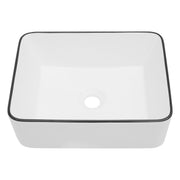 Elegant White Ceramic Rectangular Vessel Bathroom Sink, 19x15 Inch, Modern Design