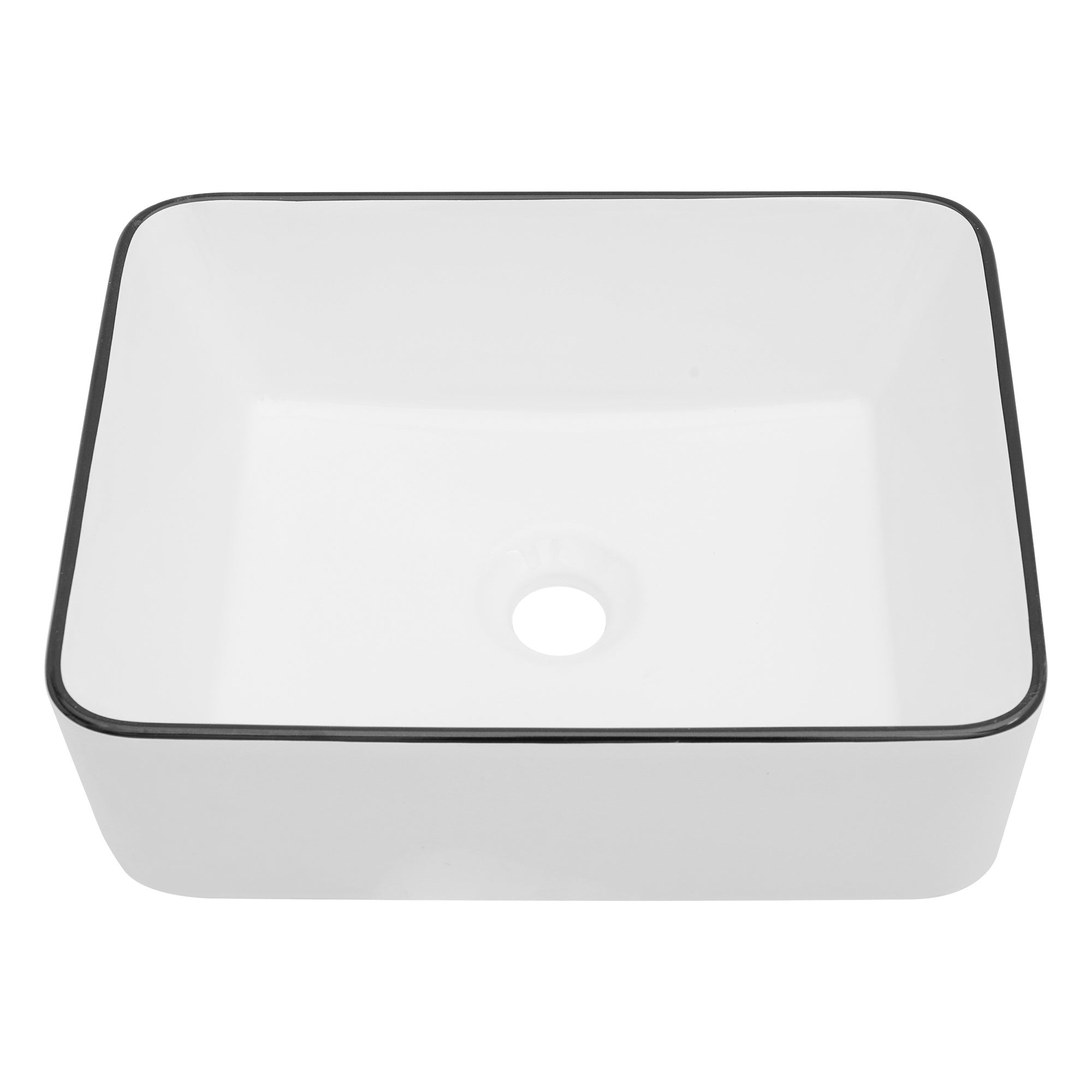 Elegant White Ceramic Rectangular Vessel Bathroom Sink, 19x15 Inch, Modern Design