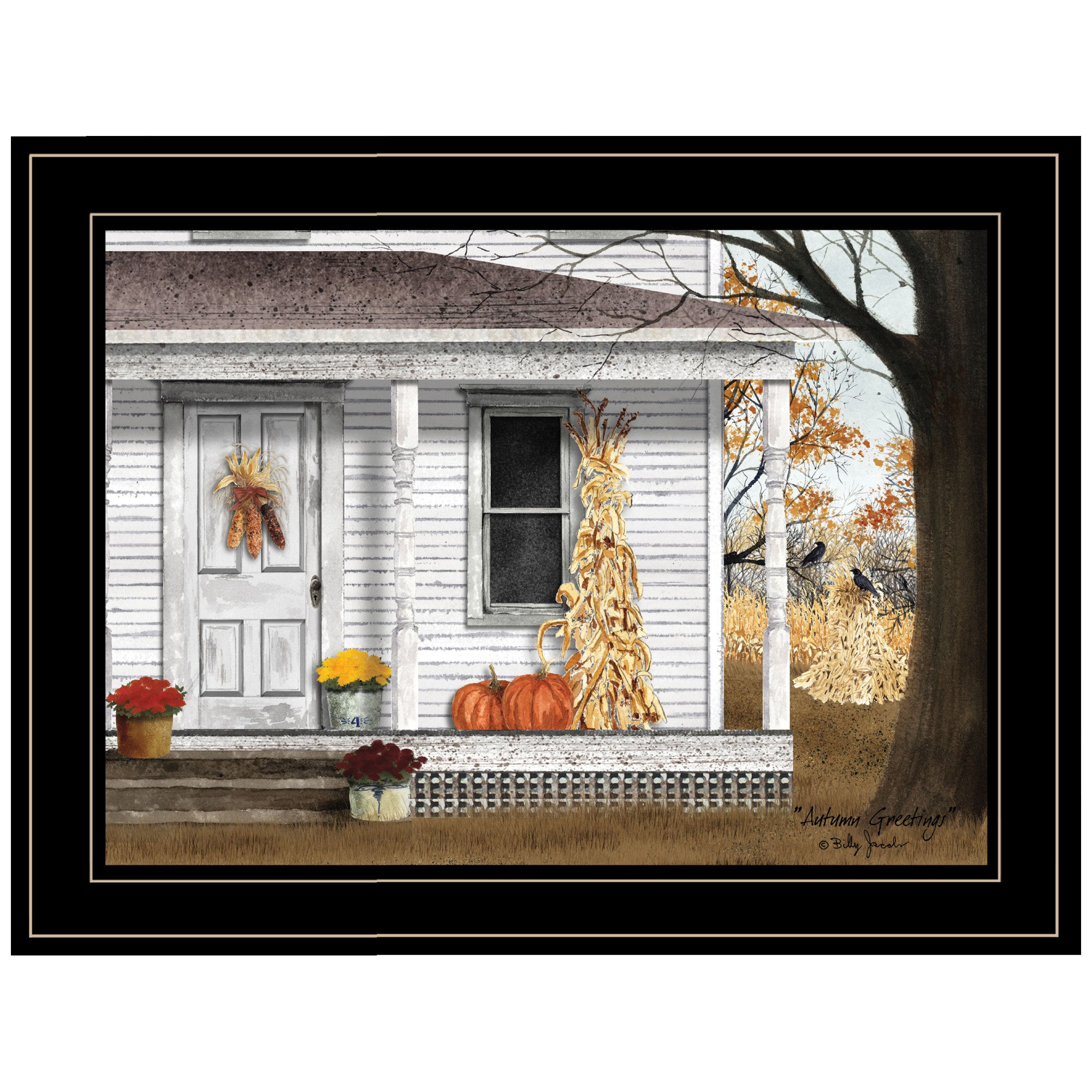 'Autumn Greetings' By Billy Jacobs, Ready to Hang Framed Print, Black Frame