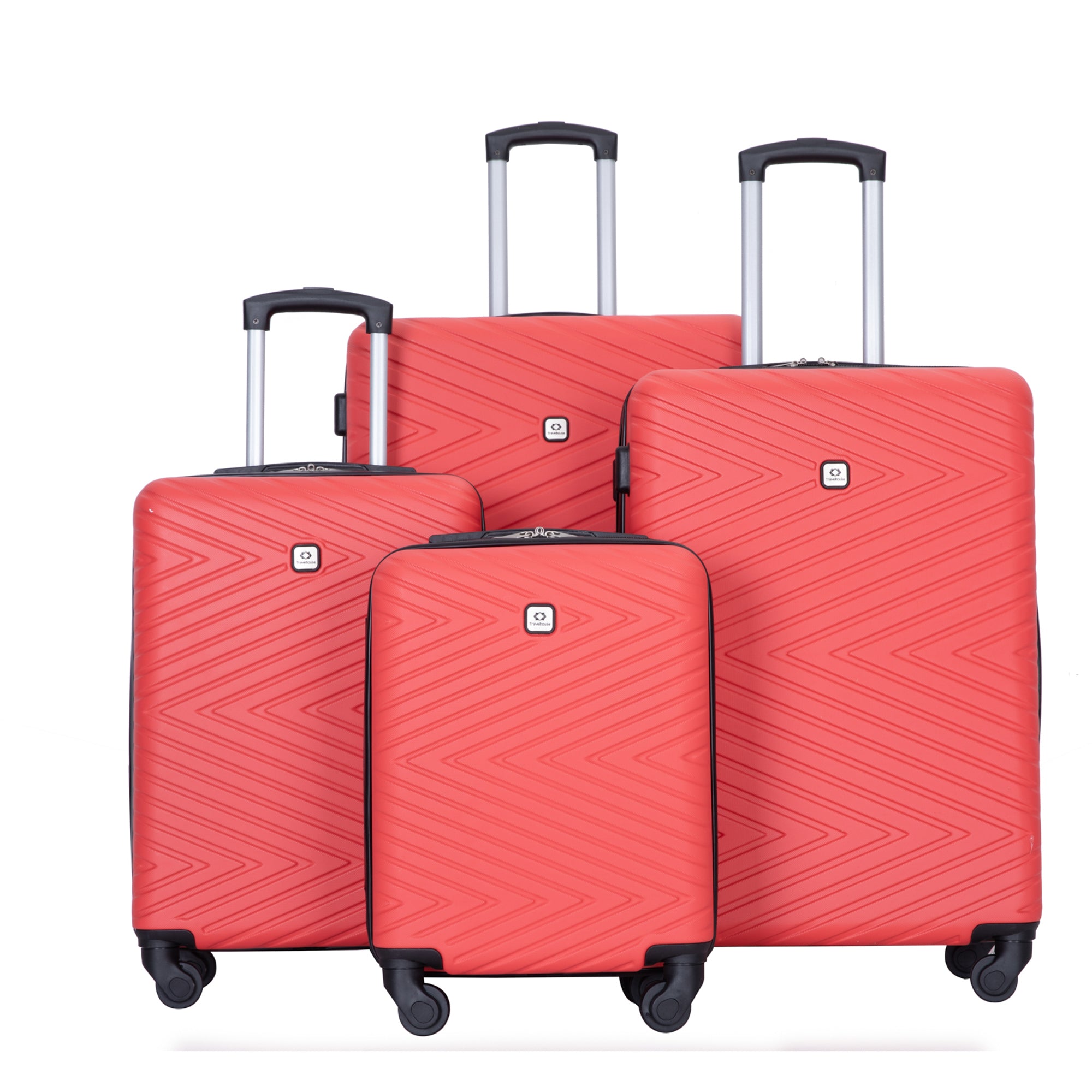 4-Piece Lightweight ABS Luggage Set with 360° Spinner Wheels and TSA Lock, Red, 24 and 28 Inch