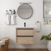 24' Bathroom Vanity with 2 Soft Close drawers,  White Ceramic Basin-BVA02524PLO-G-BL9060B(W1286S00034)