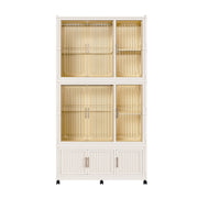 Portable Wardrobe Closet Storage Organizer for Clothes, 9 Magnetic Doors with 9 Cubes & 2 Hanging Rods, 6 Hangers, Baby Wardrobe Storage Cabinet in Cream White, Polypropylene