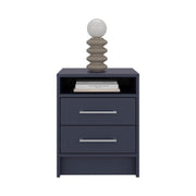Eter Nightstand with Two Drawers and One Open Storage Shelf, Modern Bedroom Storage