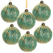 D3.9' Christmas Ball Ornaments, Glass Decorative Hanging Ball Christmas Tree Ornaments for Holiday Party Decorations, Set of 6