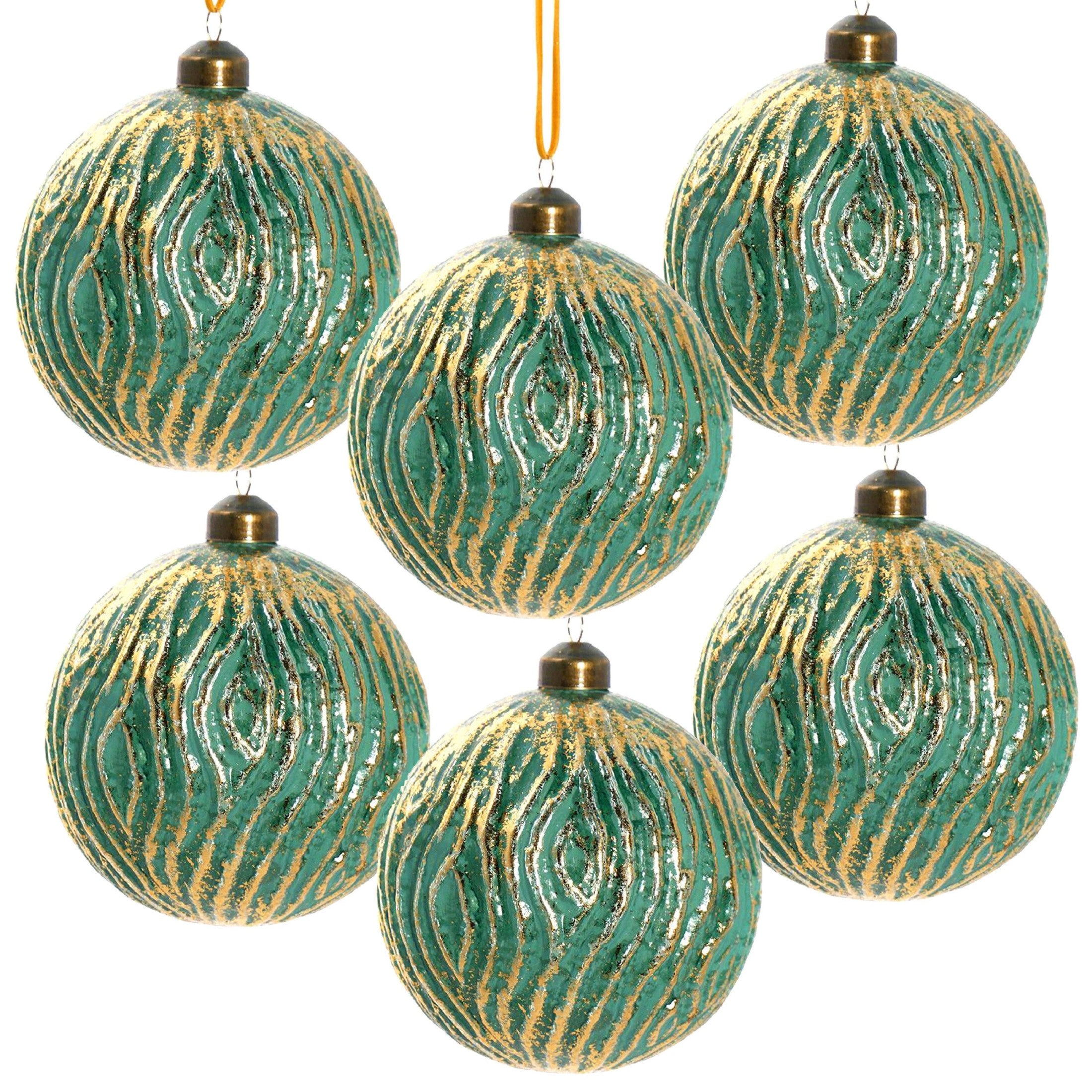 D3.9' Christmas Ball Ornaments, Glass Decorative Hanging Ball Christmas Tree Ornaments for Holiday Party Decorations, Set of 6