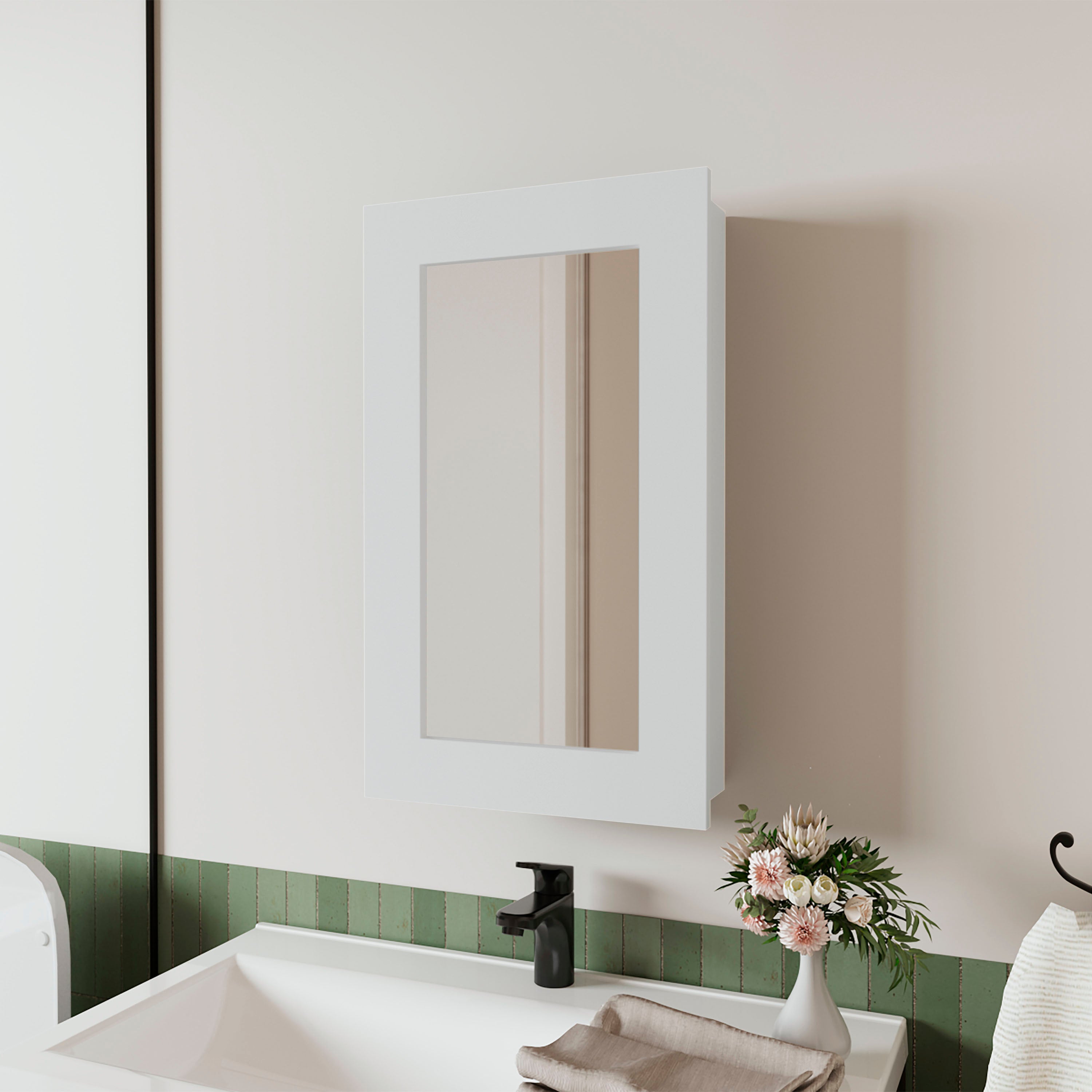 Parks Medicine Cabinet With Included Mirror, White
