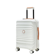 Lightweight 24' Luggage Suitcase with TSA Lock and USB Port, Creamy White, Artificial Leather, Spinner Wheels