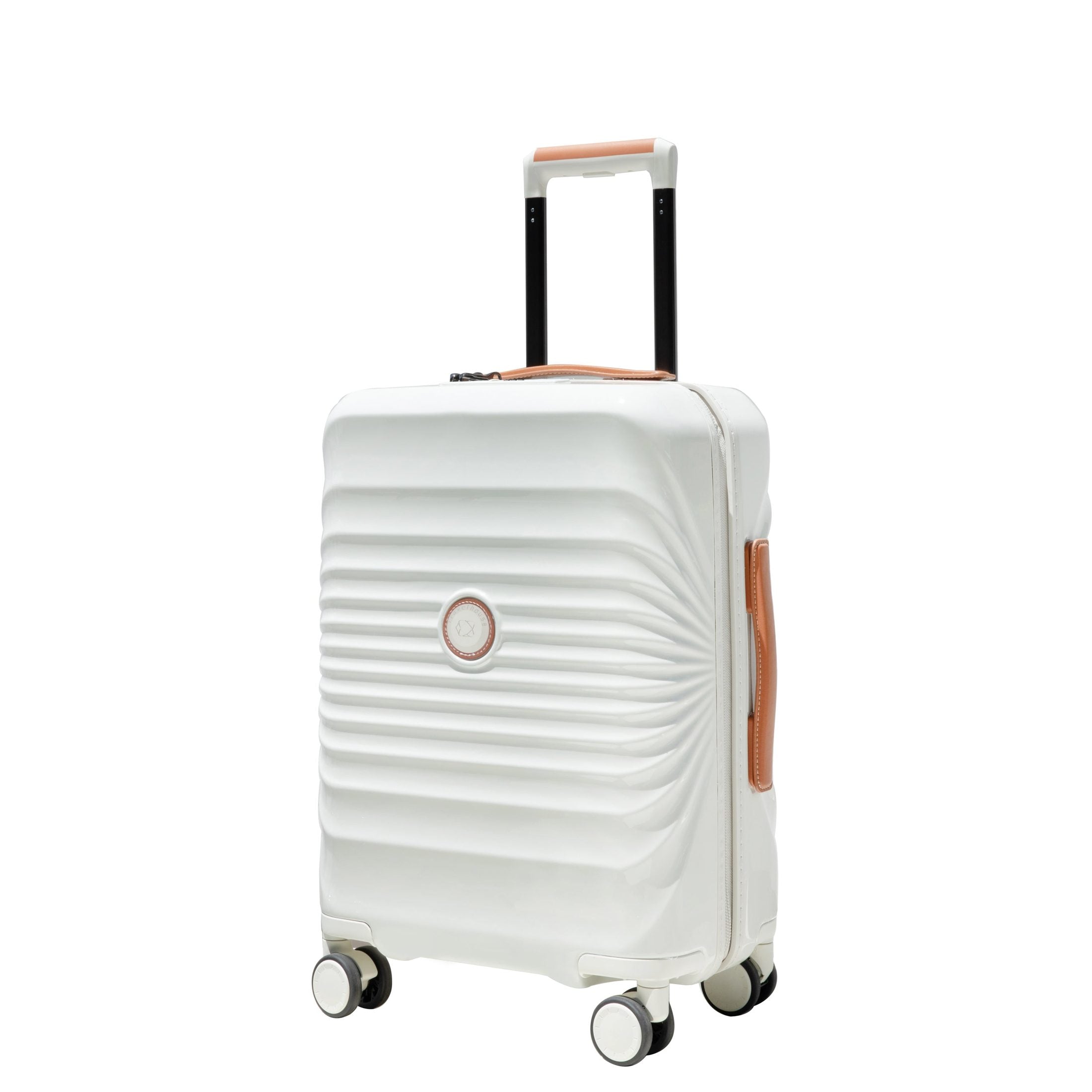 Lightweight 24' Luggage Suitcase with TSA Lock and USB Port, Creamy White, Artificial Leather, Spinner Wheels