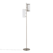 Rhonda Contemporary/Glam Floor Lamp in Brushed Nickel with White Shade by LumiSource