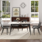 62.99' Modern Artificial Stone White Pandora Straight Edge Black Metal Leg Dining Table-Can Accommodate 6 People(Dining Table Only)