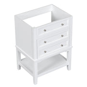 24' Bathroom Vanity Without Sink, Base Only, Solid Wood Frame, Bathroom Storage Cabinet with Drawer and Open Shelf, White