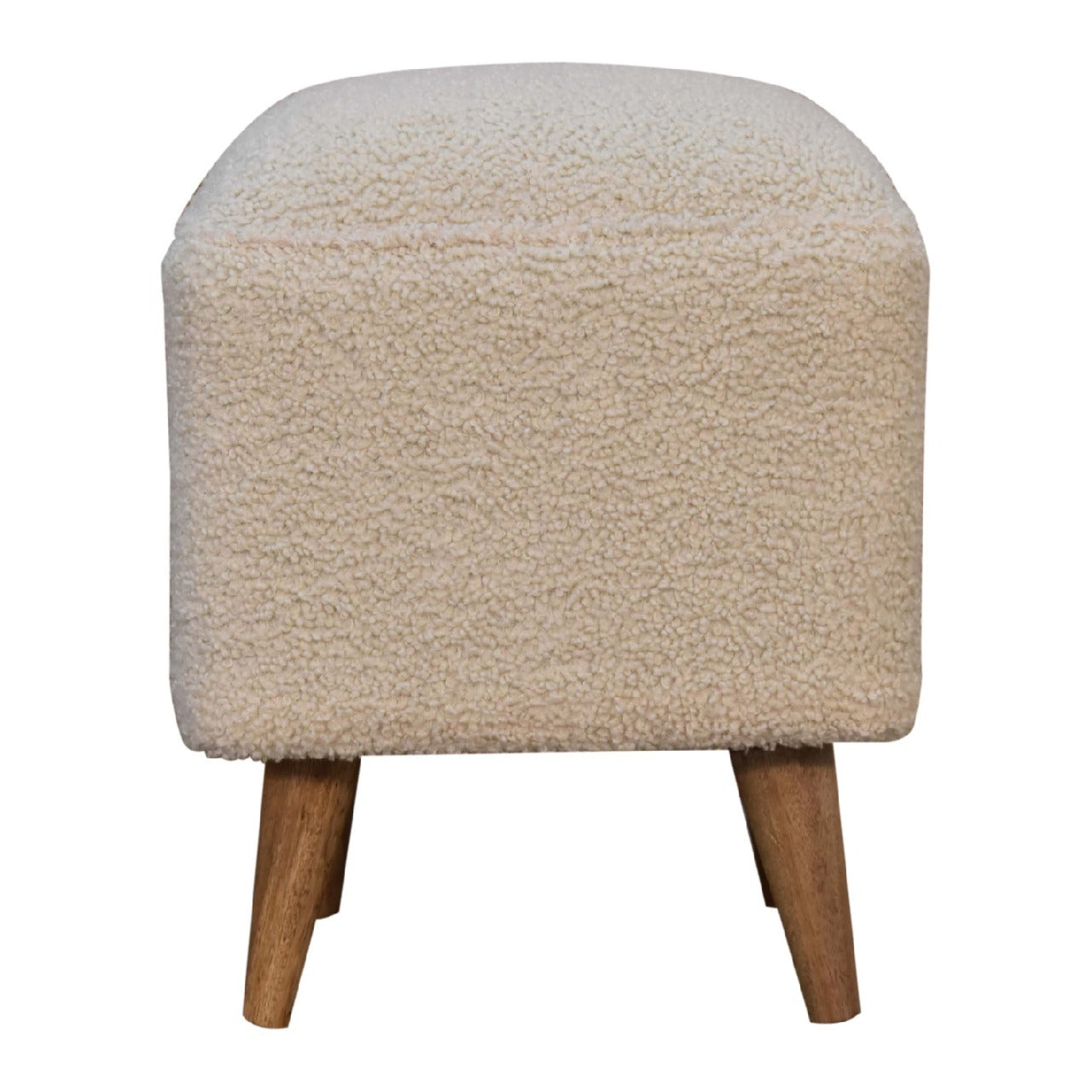 Soild wood Cream Boucle Squoval Bench