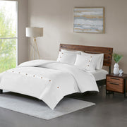 Full/Queen 3 Piece Cotton Waffle Weave Duvet Cover Set