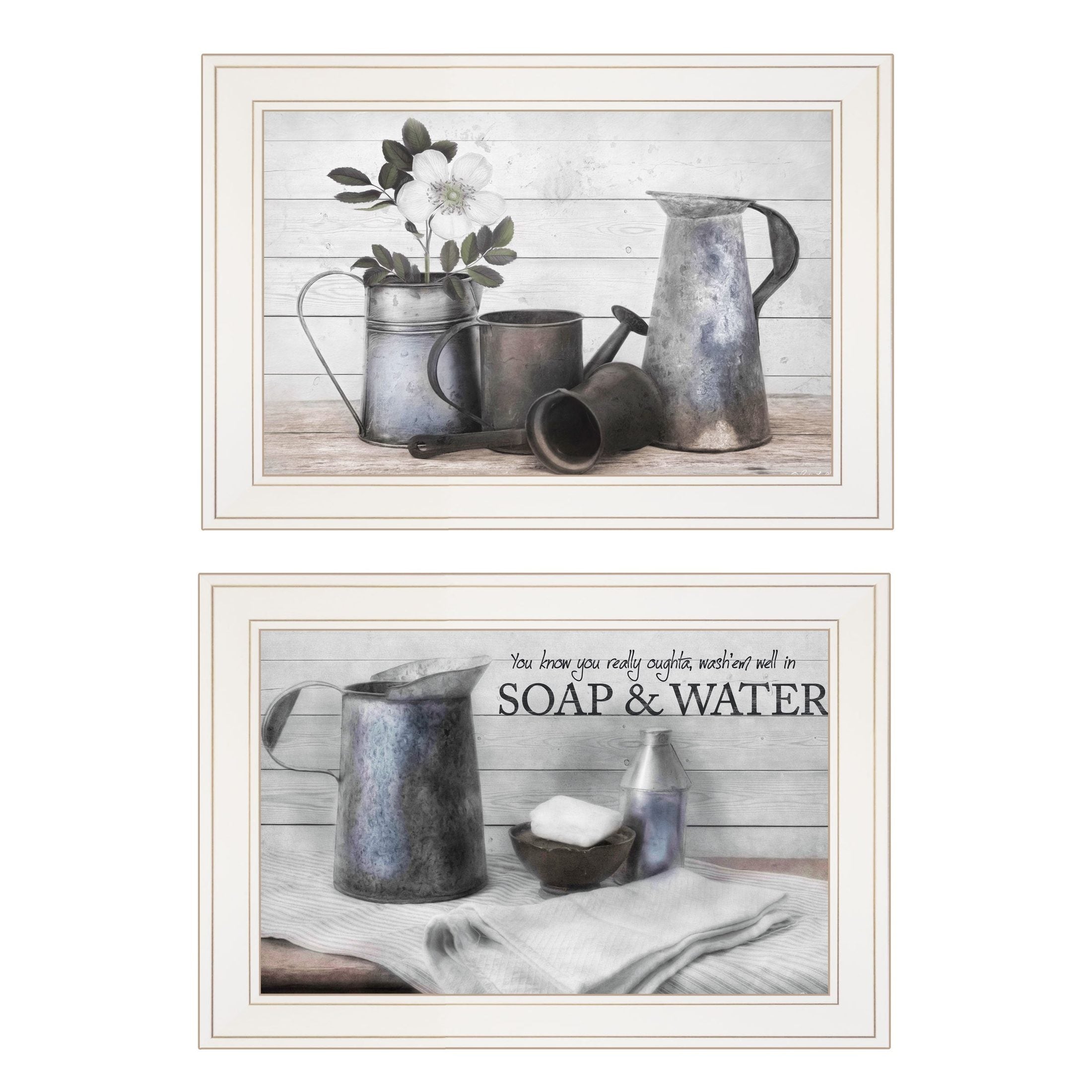 'Soap / Floral' 2-Piece Vignette by Robin-Lee Vieira, White Frame