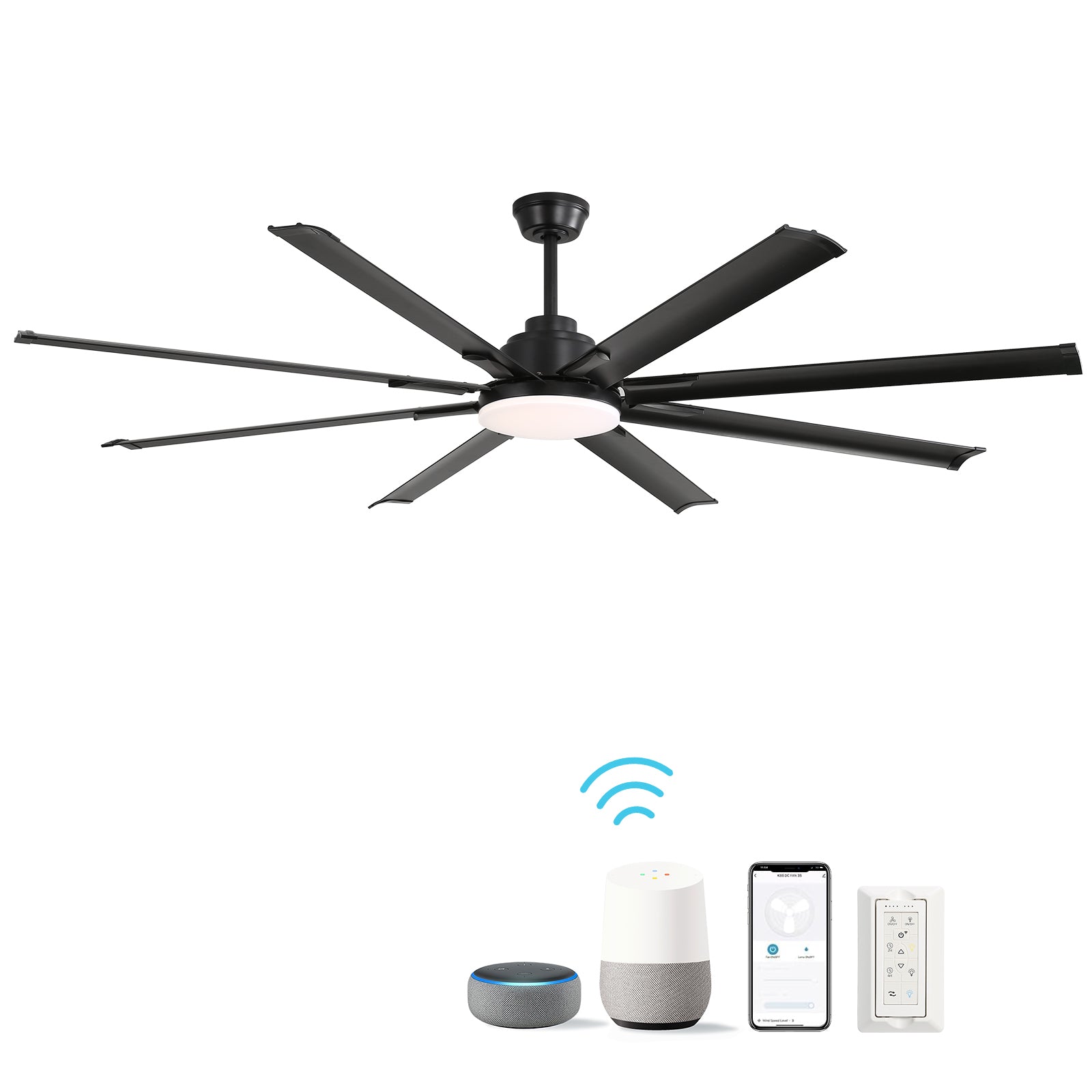 84 Inch Modern Large Design Ceiling Fans With Smart Remote Control 8 Fan Blades for Living Room