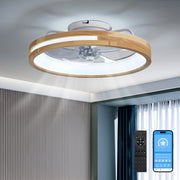 20 Inchs Ceiling Fans with Lights and Remote Low Profile Flush Mount Ceiling Fan with Light,3000-6000K LED Fan Lighting 6 Speed Reversible Quiet Wooden Small Fans and Light for Bedroom Kitchen