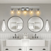 31' Modern 5-Light Bathroom Vanity Light Fixture - Brushed Nickel Finish with Clear Glass Shades, Perfect for Bathroom, Vanity, and Dressing Area Lighting (No Bulbs)