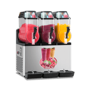 110V Commercial Slushy Machine 45L 3 Tank 1100W Stainless Steel Margarita Frozen Drink With Powerful Compressor Efficient Cooling Perfect for Supermarkets Cafes Restaurants Bars