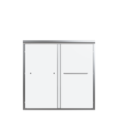 Semi-Frameless Double Sliding Tub Door with Anti-Collision Rubber, Chrome, 1/4' Tempered Glass, 56'-60'W x 58'H