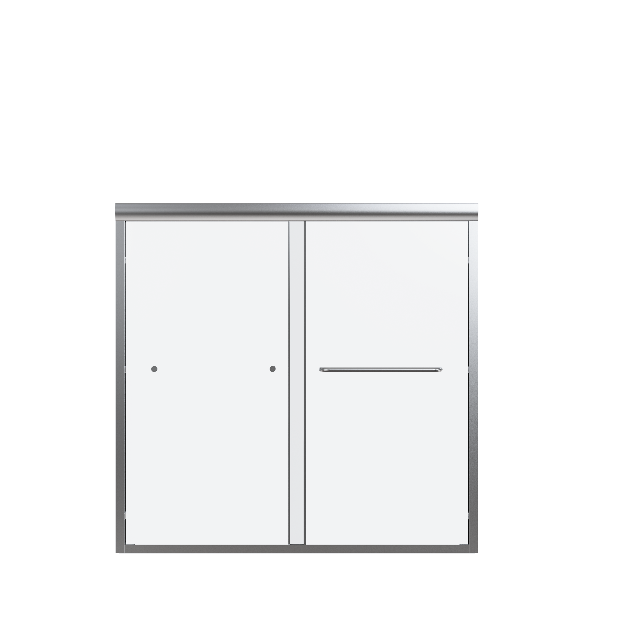 Semi-Frameless Double Sliding Tub Door with Anti-Collision Rubber, Chrome, 1/4' Tempered Glass, 56'-60'W x 58'H