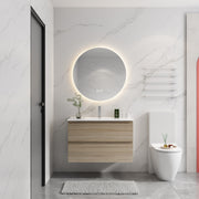 36' Wall-Mounted Bathroom Vanity With Ceramic Sink, 2-Soft Close Drawers, KD-Package