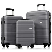 Luggage Sets New Model ABS Hardshell 3pcs Clearance Luggage Hardside Lightweight Durable Suitcase sets Spinner Wheels Suitcase with TSA Lock 20''24''28''( grey)