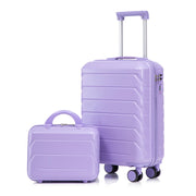 14'/20' 2 pcs/set in ABS Spinner Wheel Luggage, with Combination Lock,14' Cosmetic Case (Blue+Purple)
