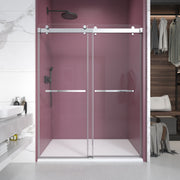 68'' - 72'' W x 76'' H Double Sliding Frameless Shower Door With 3/8 Inch (10mm) Clear Glass in Chrome