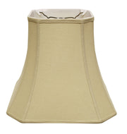 Cut Corner Square Bell Softback Lampshade with Washer Fitter, Tan Color Fabric Lampshade for Table Lamps, Natural Linen, 9' Top x 16' Bottom x 13' Height