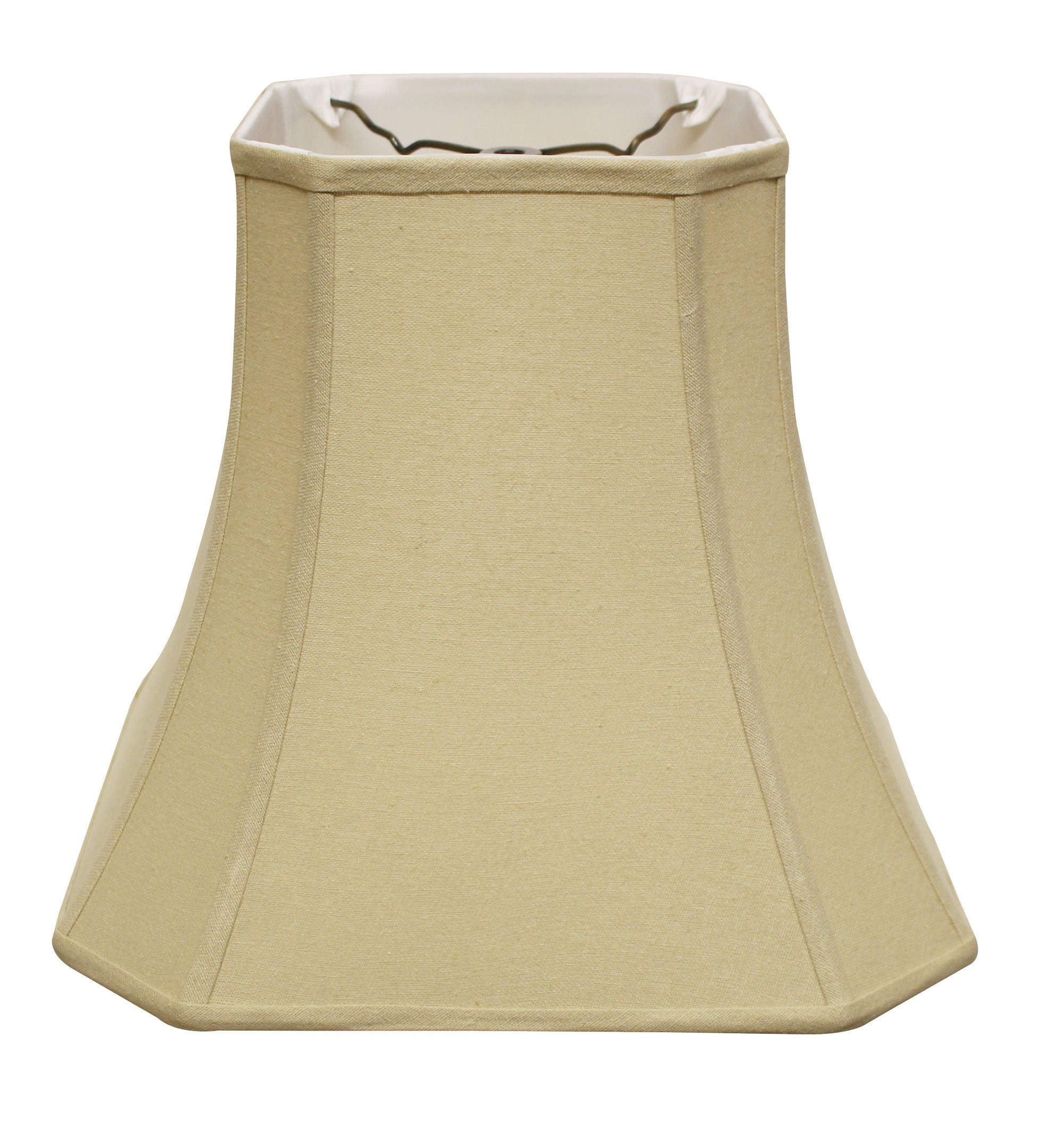 Cut Corner Square Bell Softback Lampshade with Washer Fitter, Tan Color Fabric Lampshade for Table Lamps, Natural Linen, 9' Top x 16' Bottom x 13' Height