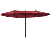 Outsunny Extra Large 15ft Patio Umbrella, Double-Sided Outdoor Umbrella with Crank Handle and Air Vents for Backyard, Deck, Pool, Market, Wine Red