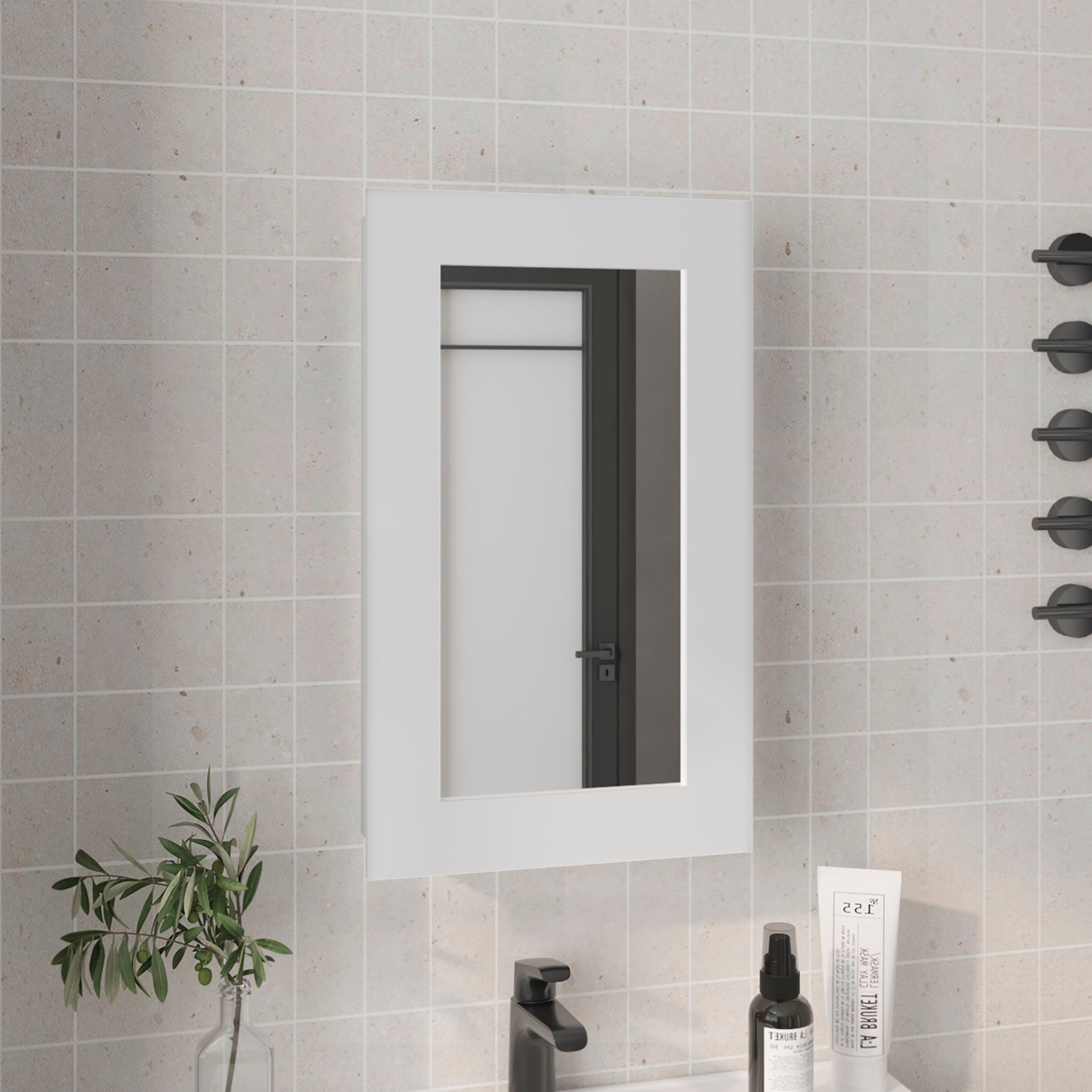 Medicine Cabinet 25.7' H, 1 Door, 3 Shelves, 1 Mirror, White