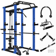 Multi-functional Power Cage, Home Adjustable Pullup Squat Rack 1000Lbs Capacity Comprehensive Fitness Barbell Rack with Gym accessories