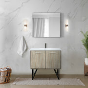 Rustic Acacia Bath Vanity 36 in. W x 20 in. D, White Quartz Top and Gun Metal Faucet Set