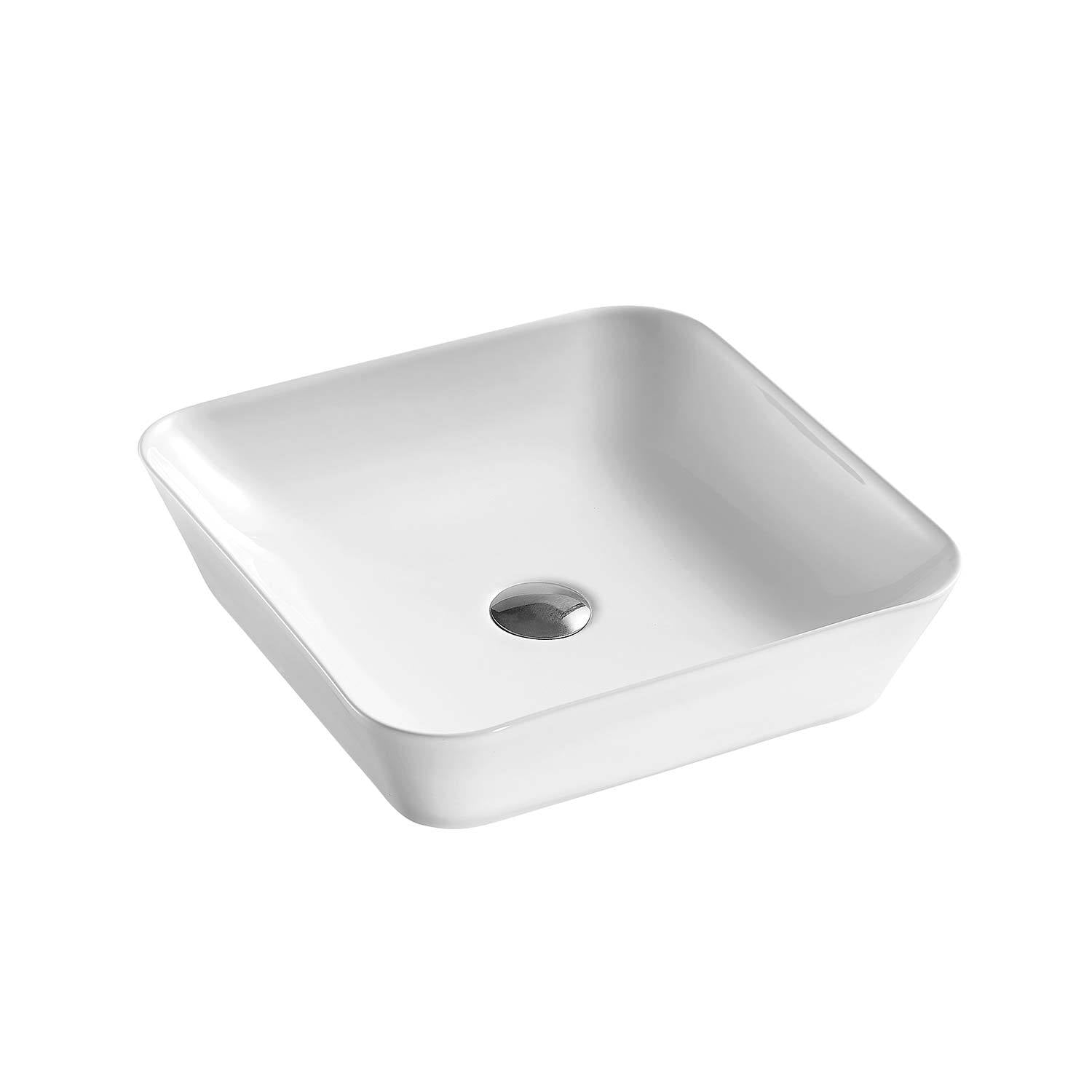 DAX  Ceramic Square Bathroom Vessel Basin White Matt - (17' x 17')