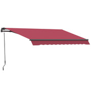 Outsunny 10' x 8' Retractable Awning, Patio Awnings, Sunshade Shelter w/ Manual Crank Handle, UV & Water-Resistant Fabric and Aluminum Frame for Deck, Balcony, Yard, Red