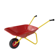 Children's metal wheelbarrow, children's heavy wheelbarrow, metal structure wheelbarrow, steel tray, can be used in gardens, loading leaves, soil, sand, etc. (red)