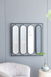 36' x 36' Large Four Oval Wall Mirror with Black Square Frame, Home Decor for Living Room, Bedroom, Entryway, Office