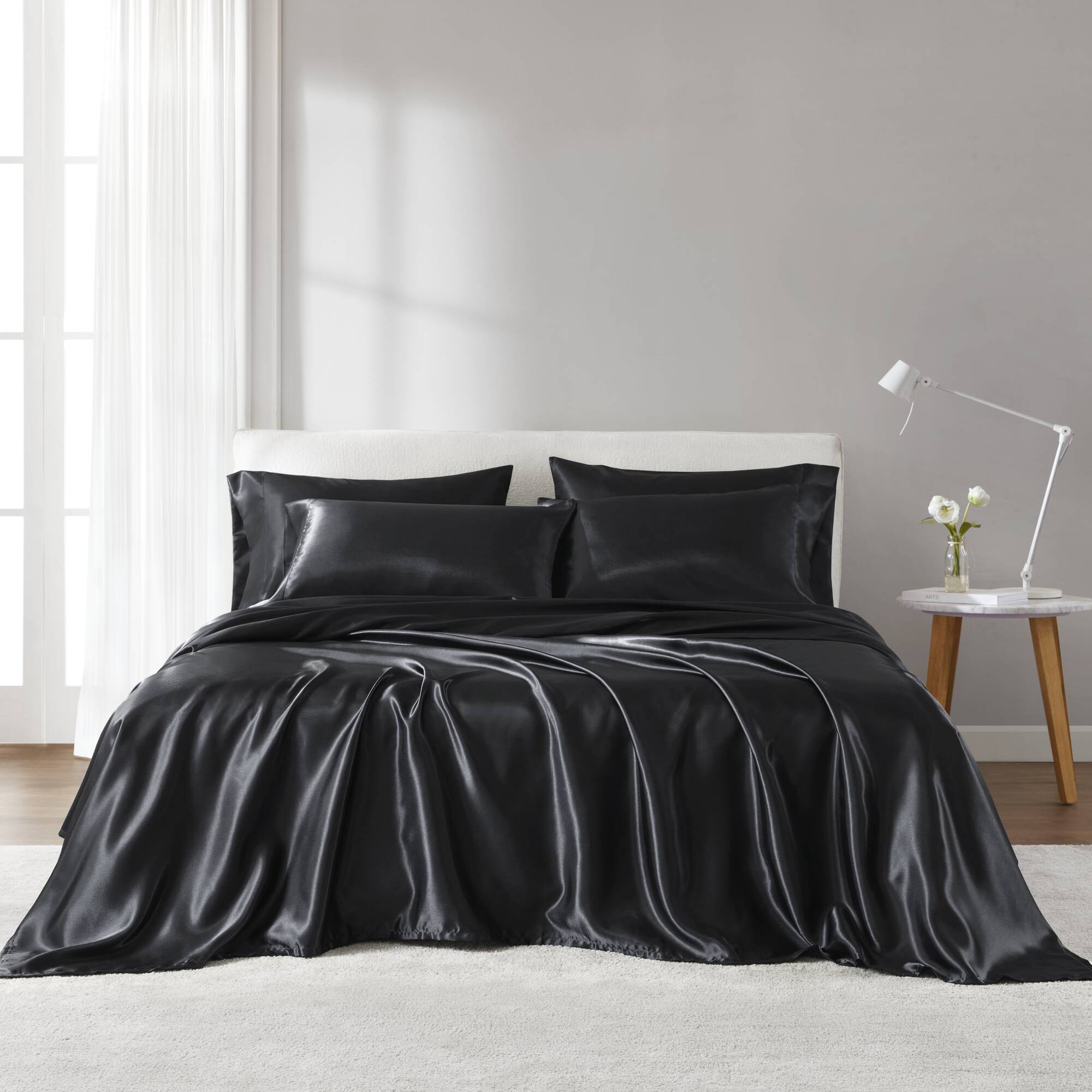 7 PCS Split King Luxury Sheet Set Black