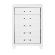 OMODA Contemporary White Chest with Modern Acrylic Hardware and Rubber Wood Construction