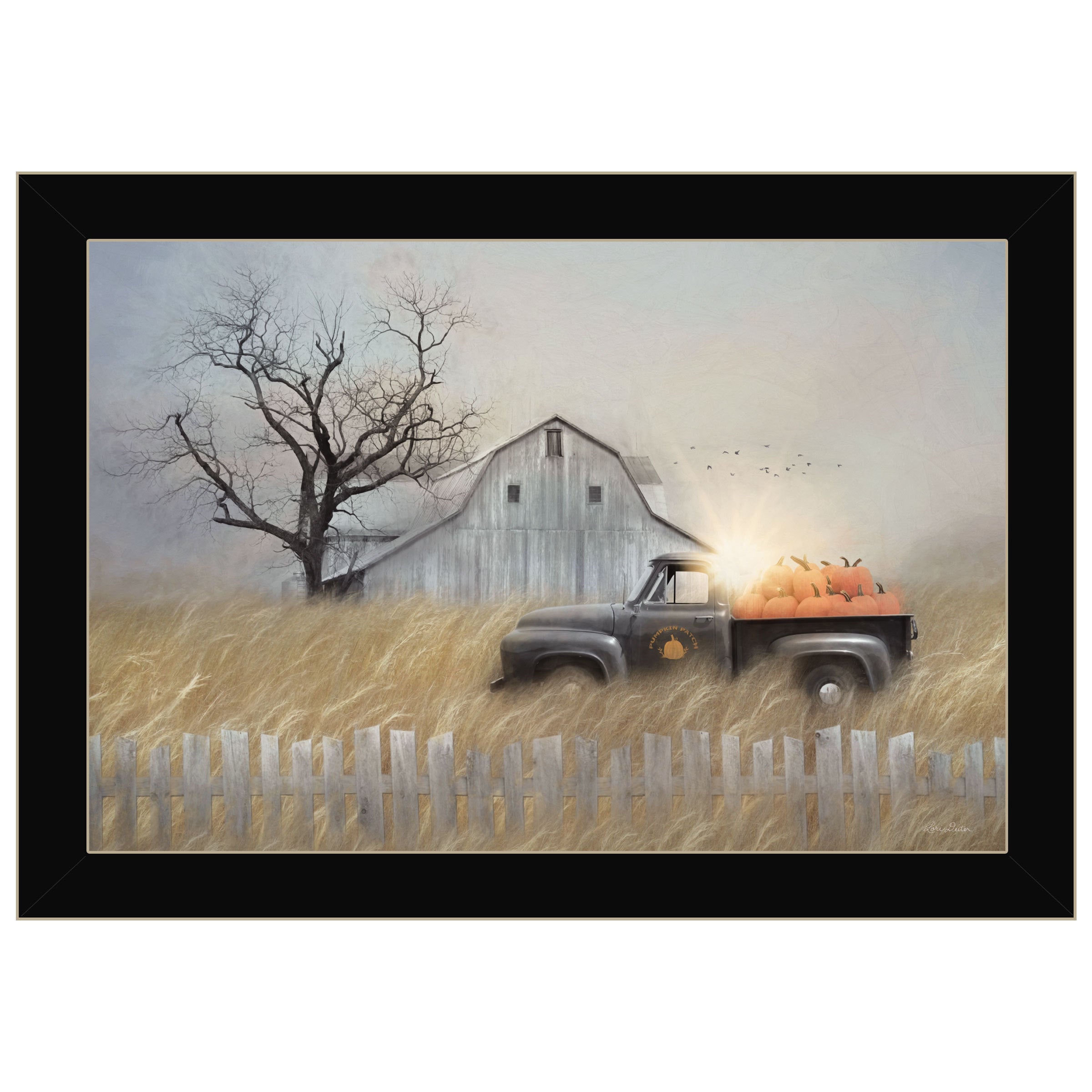 'Fall Pumpkin Harvest' By Lori Deiter, Ready to Hang Framed Print, Black Frame