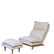 Foldable Metal Frame - Beige Reclining Single Sofa Chair for Bedroom or Balcony - Lazy Leisure Lounge Chair